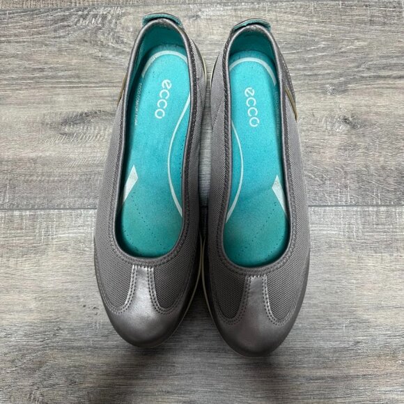 Ecco Bluma Pewter Leather Ballet Flats Women's Size EU 38 - Picture 2 of 6